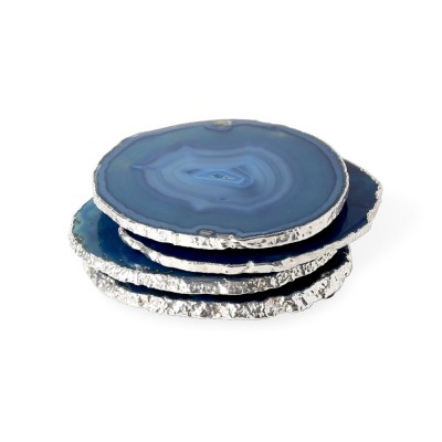 Luxurious Blue Black Precious Stones Cup Mat Agate Coaster For Drinking Cup